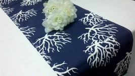BLUE CORAL Table Runner, Napkins, Placemats- Blue with white and grey co... - $12.50