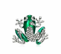 Stunning Diamonte Silver Plated Vintage Look Frog Christmas Brooch PIN C17 - £10.61 GBP