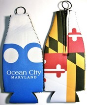 Maryland Flag Ocean City Blue wave Double Sided Bottle Cooler - £5.58 GBP