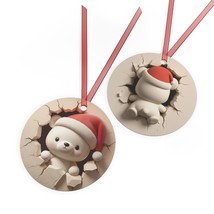 3D Cute Polar Bear Christmas Ornament, Christmas Gift, Holiday Tree Decor - £8.81 GBP