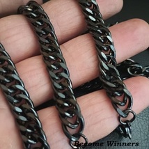 Adorable New Wet Black Stainless Steel 10mm Cuban Link 8.5&quot; Bracelets - £54.48 GBP