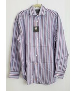 Thomas Dean TD Mens Shirt Purple Multi-Color Stripe NWT Size L - £46.79 GBP