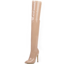 Stretch Thigh High Boot Women Sexy Beige Over-the-knee Boots Female High Heels P - £98.15 GBP