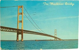 Postcard, 1962, Mackinac Bridge, Mackinaw, Michigan MI - £7.86 GBP