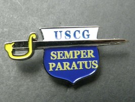 Coast Guard Semper Paratus Sword Veteran USCG Shield Lapel Pin Badge 1.6 x 3/4 - £4.50 GBP