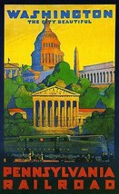 1935 Washington DC - Pennsylvania Railroad - Travel Advertising Poster - £24.63 GBP