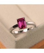 Solid 925 Sterling silver Red Ruby Handmade engagement prong Ring Size  10 - £74.84 GBP