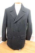 NWOT Chaps 42R Charcoal Gray Classic Double-Breasted Wool Blend Pea Coat... - £54.79 GBP
