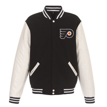 NHL Philadelphia Flyers Reversible Fleece Jacket PVC Sleeves 2 Front Logos  JHD - £97.42 GBP