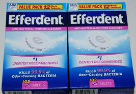 Efferdent Anti-Bacterial Denture Cleanser 102 Tablets Lot of 2 NEW Daily... - £2.66 GBP