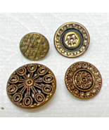 4 Antique Metal Buttons Open Rope &amp; Star Designs w Flasher Silver Backgr... - €10,85 EUR