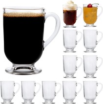 Clear Glass Coffee Mugs Cups Drinking Tea With Handle Water Milk 10 Oz Set Of 12 - £28.92 GBP
