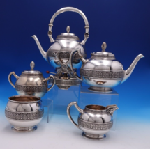 Gorham Sterling Silver Tea Set 5pc #1400 Kettle Pot Sugar Creamer Waste (#7608) - $4,999.50