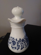 Vintage Avon White Milk Glass Pitcher/Decanter with Stopper Floral Design Pitche - $8.70