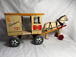 Borden&#39;s Golden Crest 257 Horse Drawn Milk Litho Tin Cart Rice Toys Clin... - $199.95