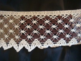 1 yard  crochet  cluny trim 2 tone brown beige  3 inch wide USA SHIPPER - $0.99