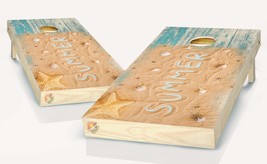 Beach Summer Shells Cornhole Board Vinyl Wrap Laminated Sticker Set Decal - £43.15 GBP