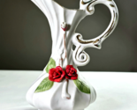 Small 6” Vintage White Capodimonte Style Pitcher Vase with 3D Sculpted F... - $22.99