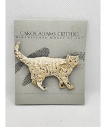 Carol Adams Critters Brass Enamel Cat Brooch Pin Contemporary Brutalist NOS - $24.10