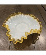 Fenton Amber Gold Crest Bowl Triangular Bon Bon Candy 5 3/4&quot; Wide - $34.74 CAD