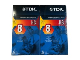 2-Pack TDK T-160 Premium Quality HS 8 Hours VHS Tapes - New &amp; Sealed - £13.63 GBP