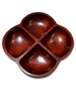 CaribCraft Haitian Divided Nut Dish 8.75 x 8.75&quot; 4 Part Mahogany Wood - $23.73
