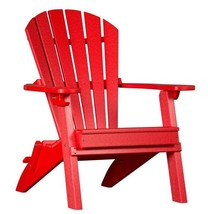 Adirondack Chair - Bright Red Folding Fan Back With Cup Holder All Weather Usa - £386.04 GBP