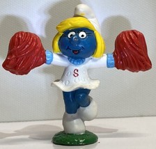 Smurfs Cheerleader Smurfette #20149 Cheers Vintage PVC Figure 1981 Hong Kong - £4.25 GBP