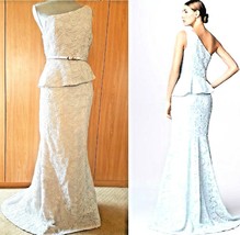 $1250 Nwt Carmen Marc Valvo Gorgeous Silk Silver Long Gown Dress Red Carpet 8  - £313.04 GBP