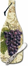 CounterArt Vista Grapes Wine Bottle Shaped Glass Cheese Board and Spreader - £16.45 GBP