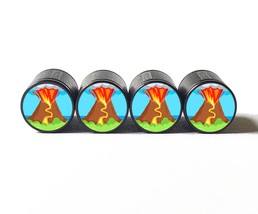 Volcano Eruption Emoji Tire Valve Stem Caps - Black Aluminum - Set of Four - $15.99