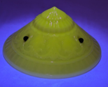 Antique Custard Uranium Art Deco 3 Chain Lamp Light Shade Alacite Glows ... - $107.10