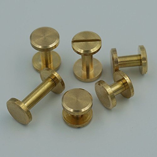 Bluemoona Solid Brass Screw Flat Head Button 10mm Stud Nail Chicago Leather Belt