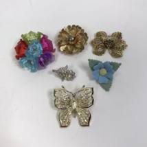 Lot Of Vintage Floral Butterfly Brooches Pins Flower retro Boho cottagecore - £15.56 GBP