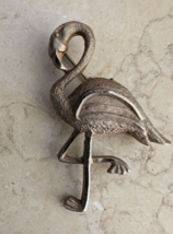 Vintage Gold tone flamingo bird brooch pin pendant - £5.69 GBP