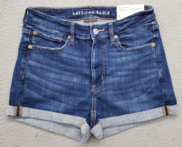 American Eagle Shortie Shorts Womens 6 Blue Denim High V Rise Next Level... - $23.09