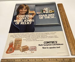 Vintage Print Ad Comtrex Cold Reliever Woman Medicine Cabinet 1970s Ephemera - £7.82 GBP