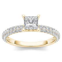 Authenticity Guarantee 
14K Yellow Gold 1 Ct Princess Cut Diamond Classic Eng... - £1,278.96 GBP