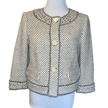 JUICY COUTURE WOMEN WOOL BLEND GRAY WHITE TWEED BLACK CRYSTAL BUTTON BLA... - $22.55