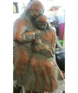 Hand Carved solid Wood Holy Family Mary Joseph Jesus Statue Figure Bronz... - £75.33 GBP