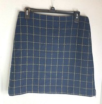 LOFT Womens Sz 4 Skirt Lined Navy Window Pane Knee Length Career  - £9.94 GBP