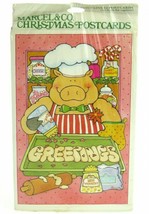 Vintage 1983 Marcel &amp; Co Christmas Greeting Cards Postcards Pig Baker Chef New - £16.02 GBP