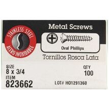 Hillman Stainless Steel Sheet Metal Screws No. 8 X 3/4 &quot; Phillips Oval Head - $29.57 CAD