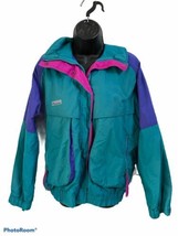 Columbia Sportswear Jacket Men Sz Large Teal Purple Black Vintage Zip/Button Up - £41.15 GBP