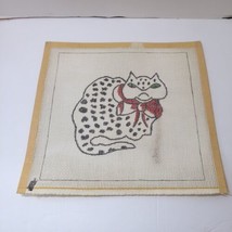 Cat with Bow Needlepoint Canvas 12.5&quot; x 12&quot; 10 Count - $24.73