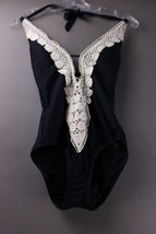 Kona Sol Swimsuit Womens Size S 0-2 One piece Black White Lace Adjustabl... - $16.14