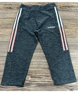 Adidas Youth Girls Grey Cropped Leggings Pants, Pink/White Stripe Medium... - £6.99 GBP