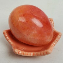 Vintage Marbled Pink Smooth Stone Egg 2.25 Inch w/ Stand 2.75 Inch - $26.18