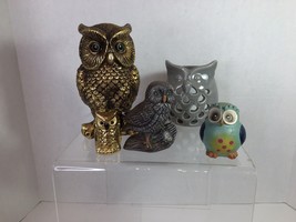 Vtg Owl Lot 5 Lenwile Ardalt Gold Leaf Owl 1960s Plus 4 Others Candle Warmer - £20.97 GBP