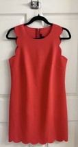 J Crew Dress Size 6 Coral Pink Scalloped Laser Cut Shift Mini Back Zipper Womens - £39.34 GBP